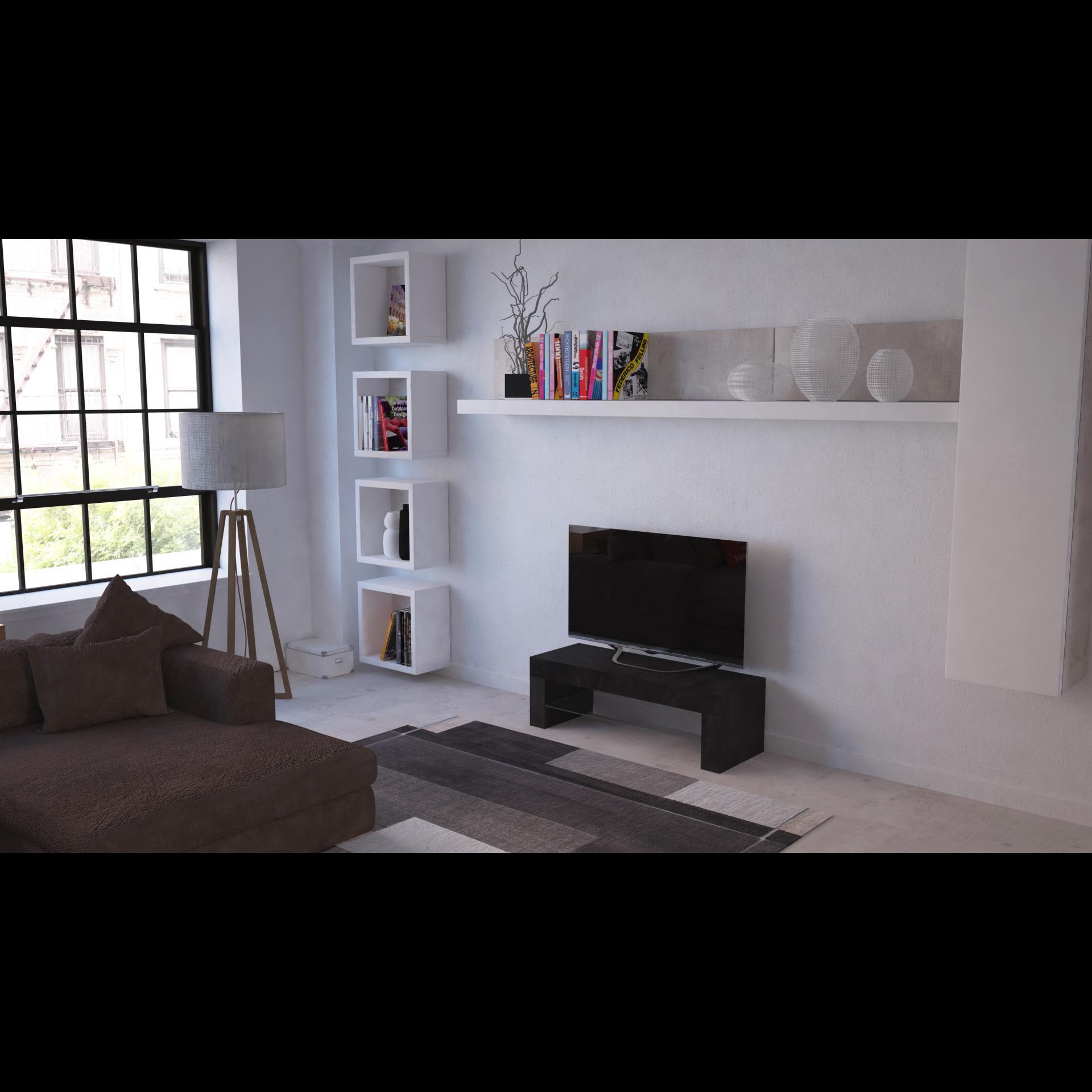 Mobile TV salotto soggiorno ripiano in vetro base televisione rovere alaska