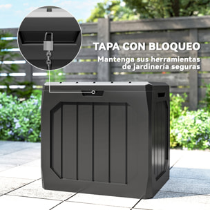 Arcón Exterior Capacidad 121L, Baúl Almacenaje Exterior de Plástico con 2 Asas y Tapa Bloqueable, Impermeable, Resistente a la Intemperie, para Jardín, Terraza, Patio, 56x45x53 cm, Negro
