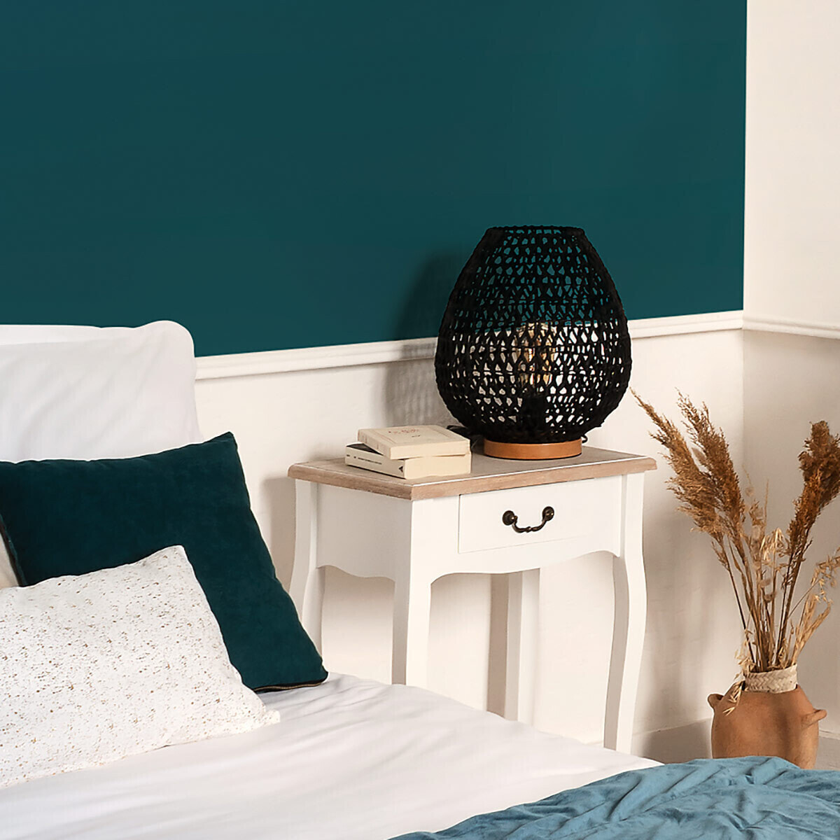 Lampe "Etel" noire - métal & papier H36 cm