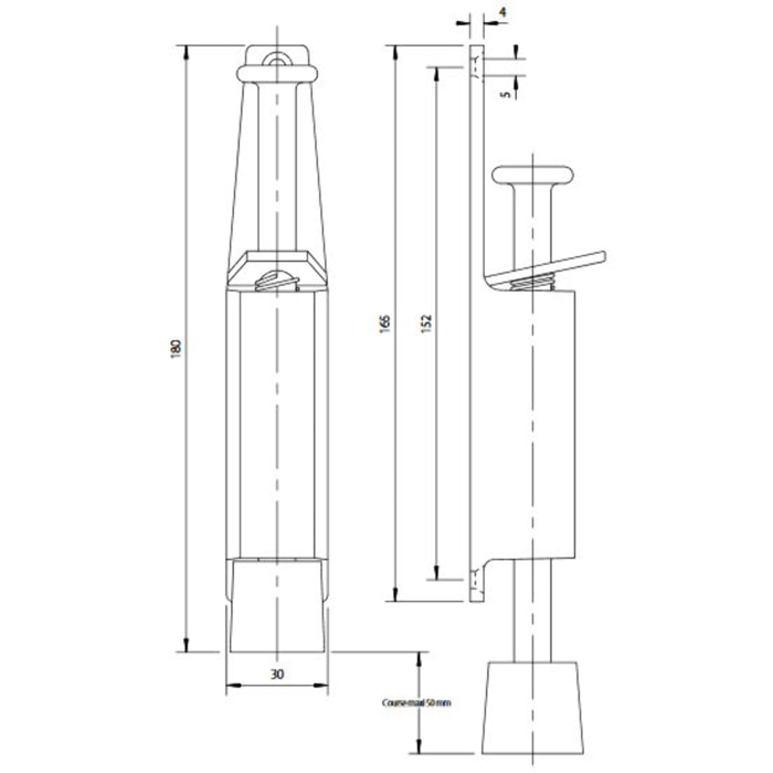 Cale porte 180 mm Argent SEVAX poids max. 40kg - 660245