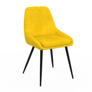 Chaises Olivia velours mix couleurs (bleu, gris clair, gris foncé, jaune) pieds métal - lot de 4