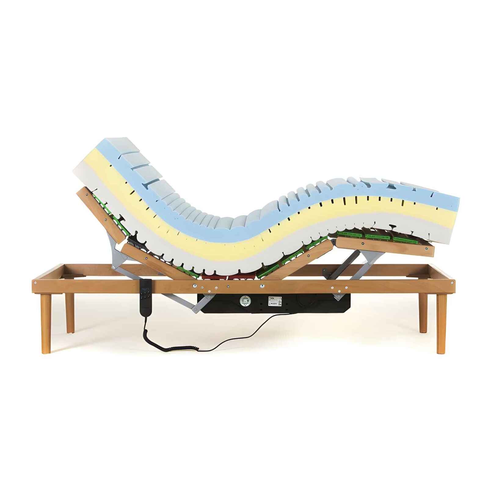 Rete a doghe singola in faggio mod. DynActive alzata testa piedi Motorizzata mis. 80x190 con doghe ammortizzate e basculanti