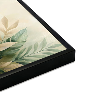 Affiche encadrée  Paysage naturel abstrait aux tons verts Affiche + cadre en métal - Noir