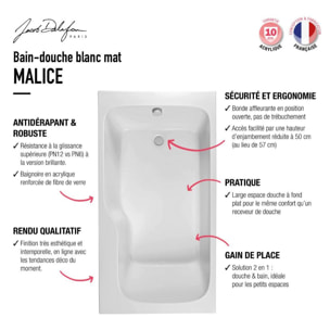 Baignoire bain douche Malice antidérapante + tablier angle