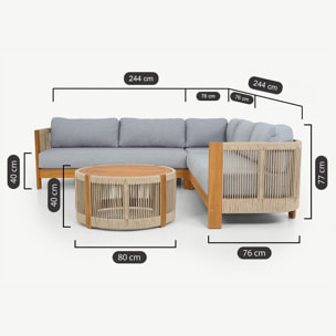 Salon de jardin d'angle 5 places en bois FSC - PRAIA