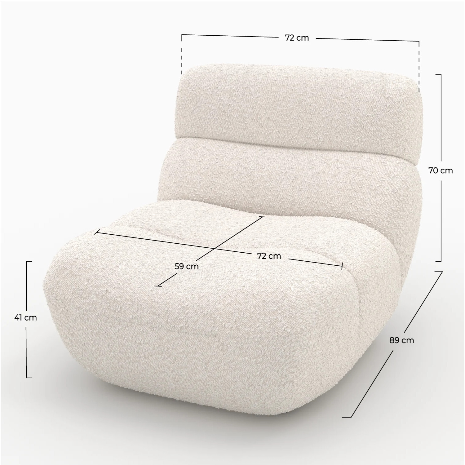 Fauteuil en tissu bouclé blanc - Teddy