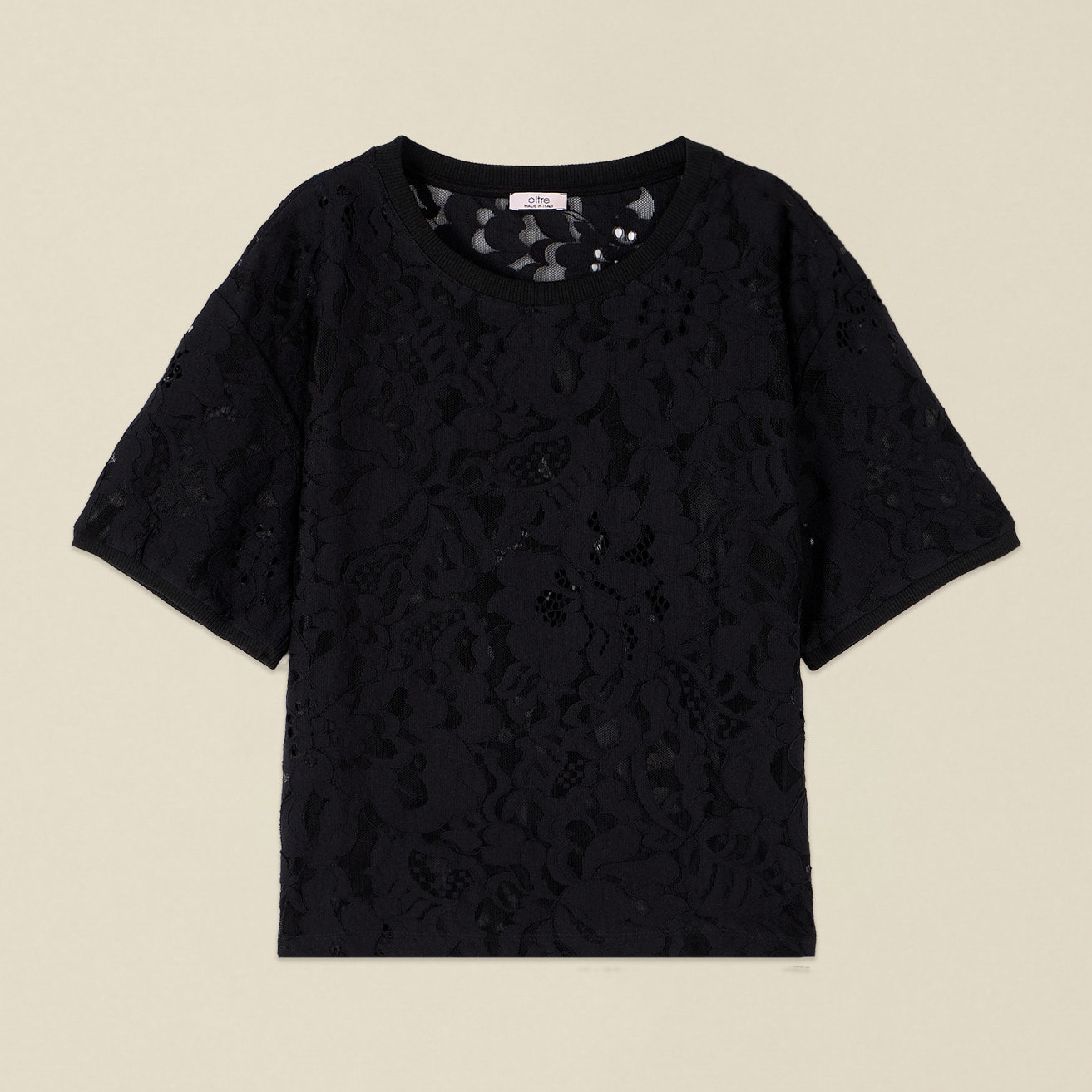 Oltre - T-shirt in pizzo - Nero