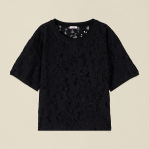 Oltre - T-shirt in pizzo - Nero