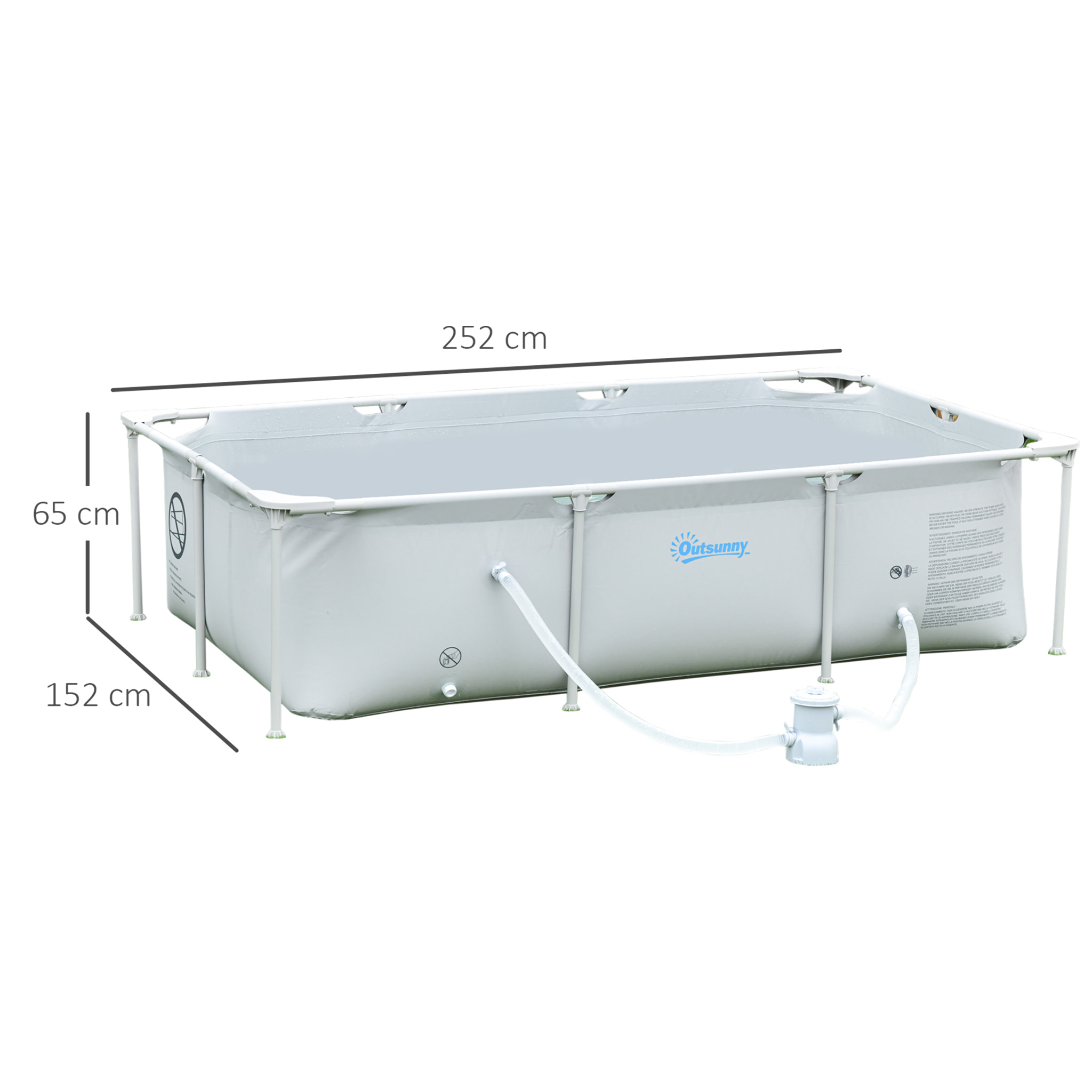 Piscina Desmontable 252x152x65 cm Rectangular con Depuradora Cartucho 2163L Gris