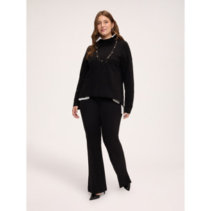 Fiorella Rubino - Pantaloni flare in Punto Milano - Nero