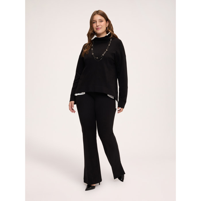 Fiorella Rubino - Pantaloni flare in Punto Milano - Nero