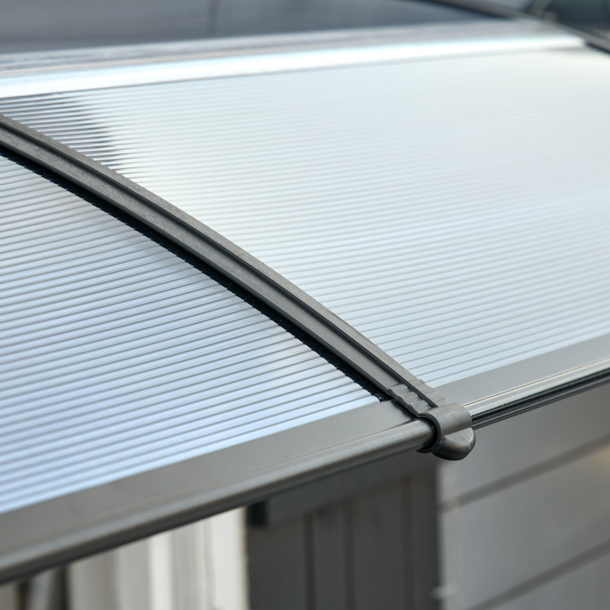 Marquesina Exterior para Puertas y Ventanas 196x75 cm Tejadillo de Protección contra Sol y Lluvia con Cubierta de Policarbonato Negro