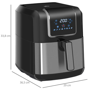 Friteuse à air 1700W 6,5L - air fryer multifonction 8 programmes - température réglable - timer 60 min. - gris noir