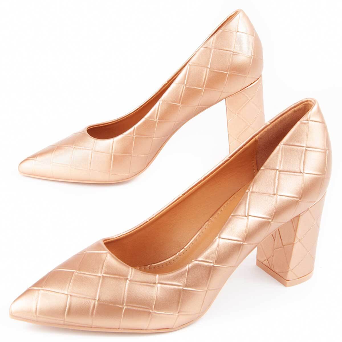 Zapato De Tacón - Dorado - Altura: 8 Cm