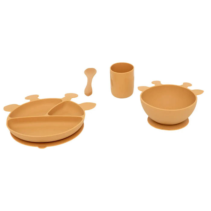 Set repas 4 pièces girafe silicone