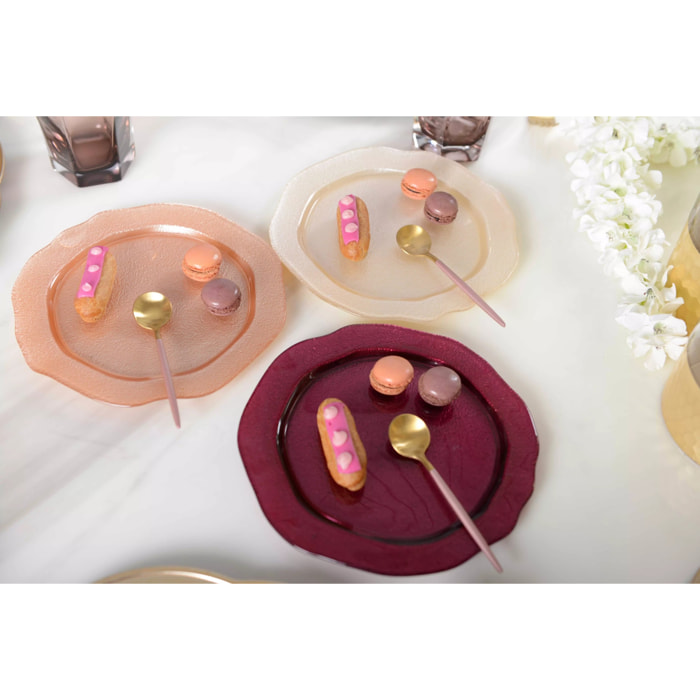 Lot de 6 Assiette à dessert fuchsia