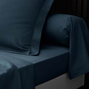 Taie d'oreiller volant plat 100% percale de coton ORIGINE - Bleu Foncé