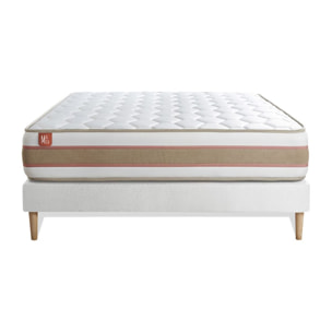 Ensemble Matelas Le Délicat - 26cm - Ressorts ensachés et mémoire de forme - Technologie hybride, fabrication responsable. - Sommier kit Blanc