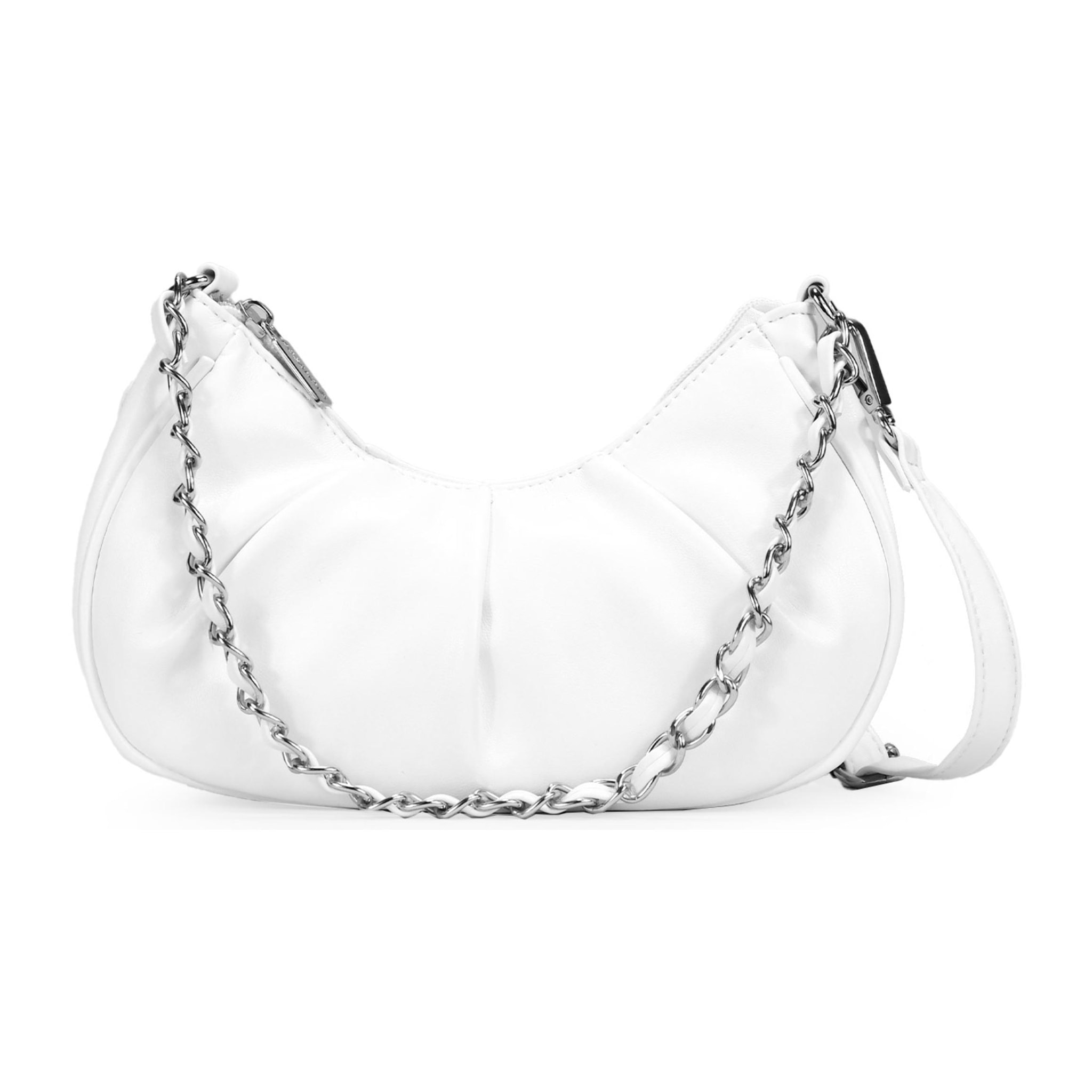 Bolso de hombro blanco con cadena