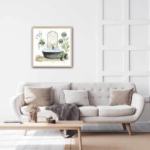 Affiche Baignoire de rêve vert Affiche + cadre en bois - Chêne