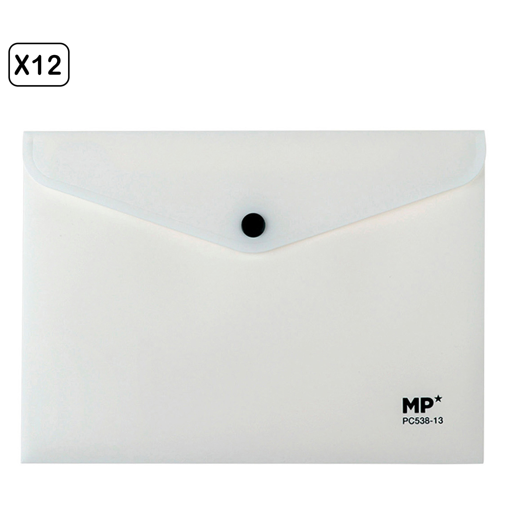 PACK 12 UNITÀ CARTELLA CON CHIUSURA A PULSANTE A5 BIANCA