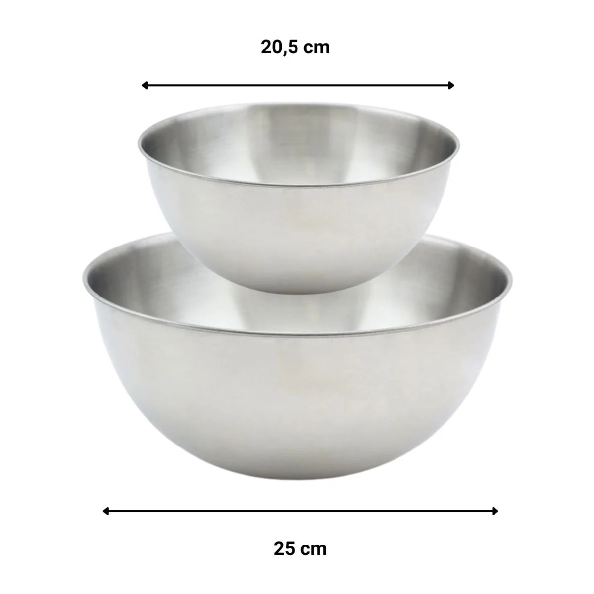 Set de 2 Saladiers en inox de 20,5 cm et 25 cm de diamètre et couverts à salade en plastique Fackelmann