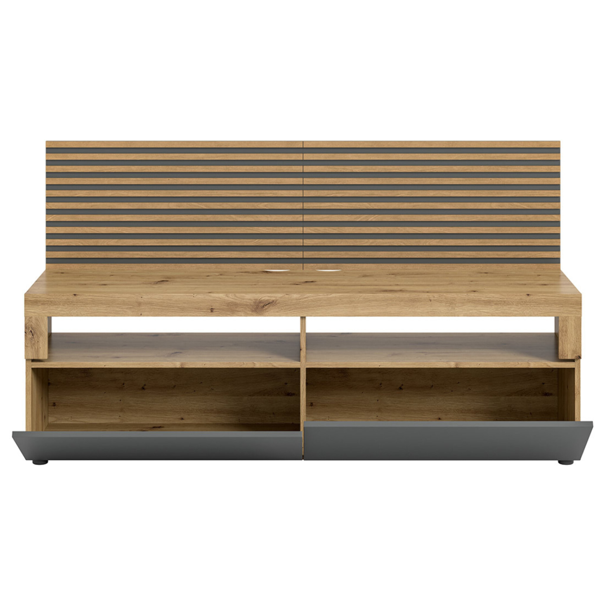 Brentford - meuble tv - effet bois et gris - 2 portes - 160 cm - Bois / Gris