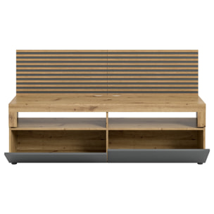 Brentford - meuble tv - effet bois et gris - 2 portes - 160 cm - Bois / Gris