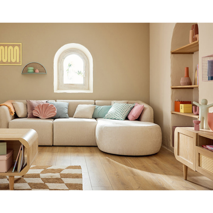 Ikare - module d'assise méridienne droit - en tissu - Beige