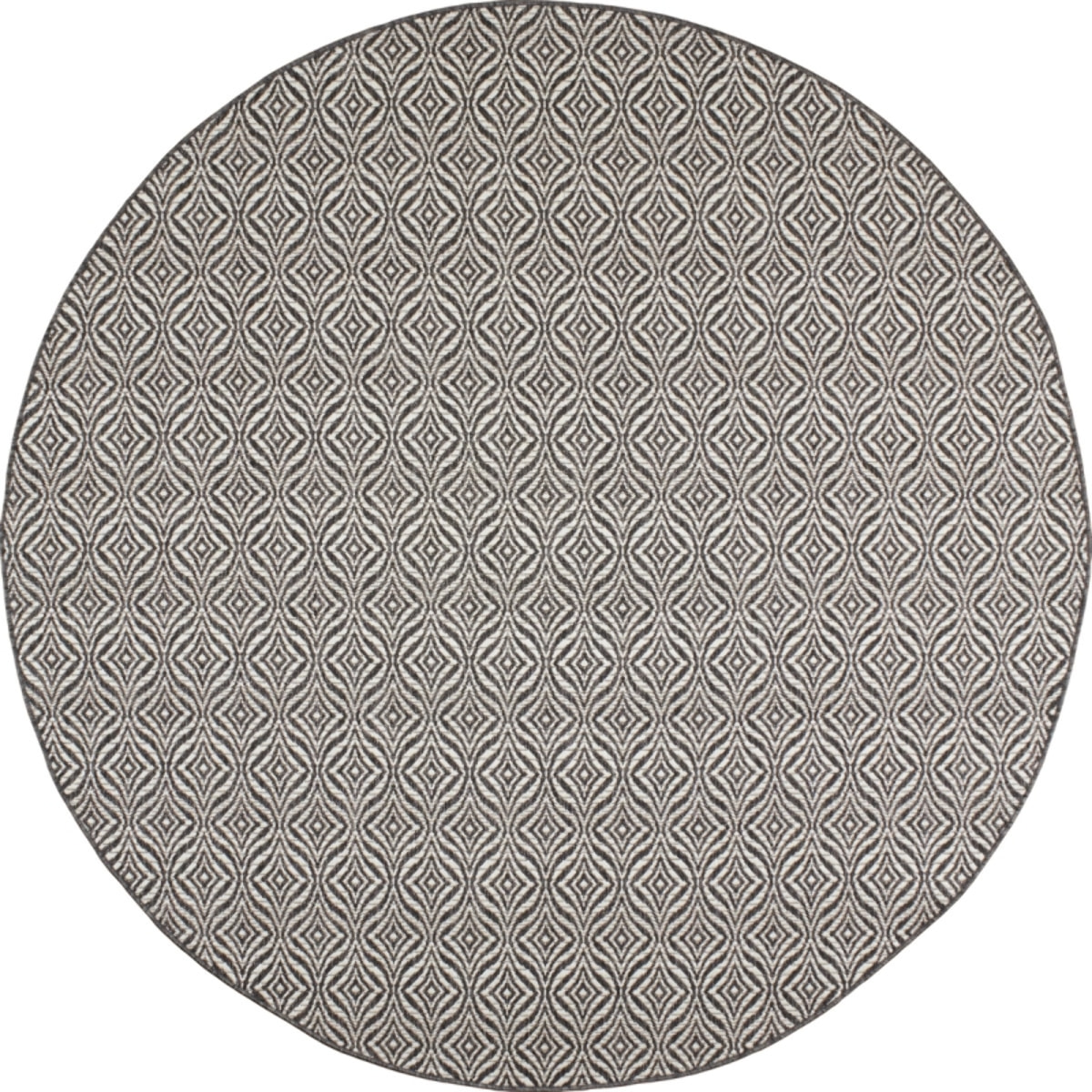 Moa- tapis d'extérieur rond noir à motif blanc