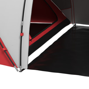 Tente de camping familiale 4-6 personnes 2 cabines fenêtre grande porte 4,3L x 2,4l x 1,7H m rouge gris