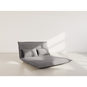 Candice - Banquette 2 places convertible clic-clac en velours côtelé - Gris foncé