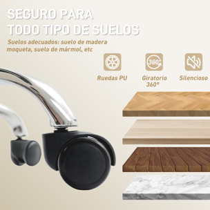 Silla de Escritorio con Reposapiés, Silla de Oficina Giratoria, con Respaldo Reclinable y Alto, Acolchado Grueso Doble, Tapizada en Cuero Sintético Resistente, Altura Ajustable, Beige