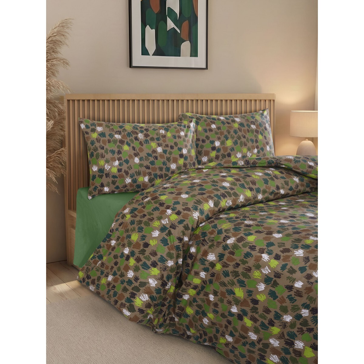Parure housse de couette et taie(s) d'oreiller coton imprimé