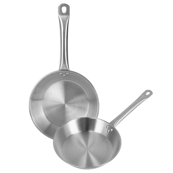 set de 2 sartenes ø30ø34cm en acero inoxidable, aptas para inducción y sin antiadherente