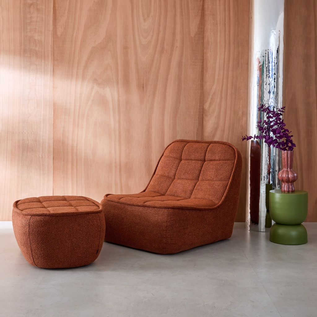 Chauffeuse bouclette texturée 1 place + repose pieds BONI