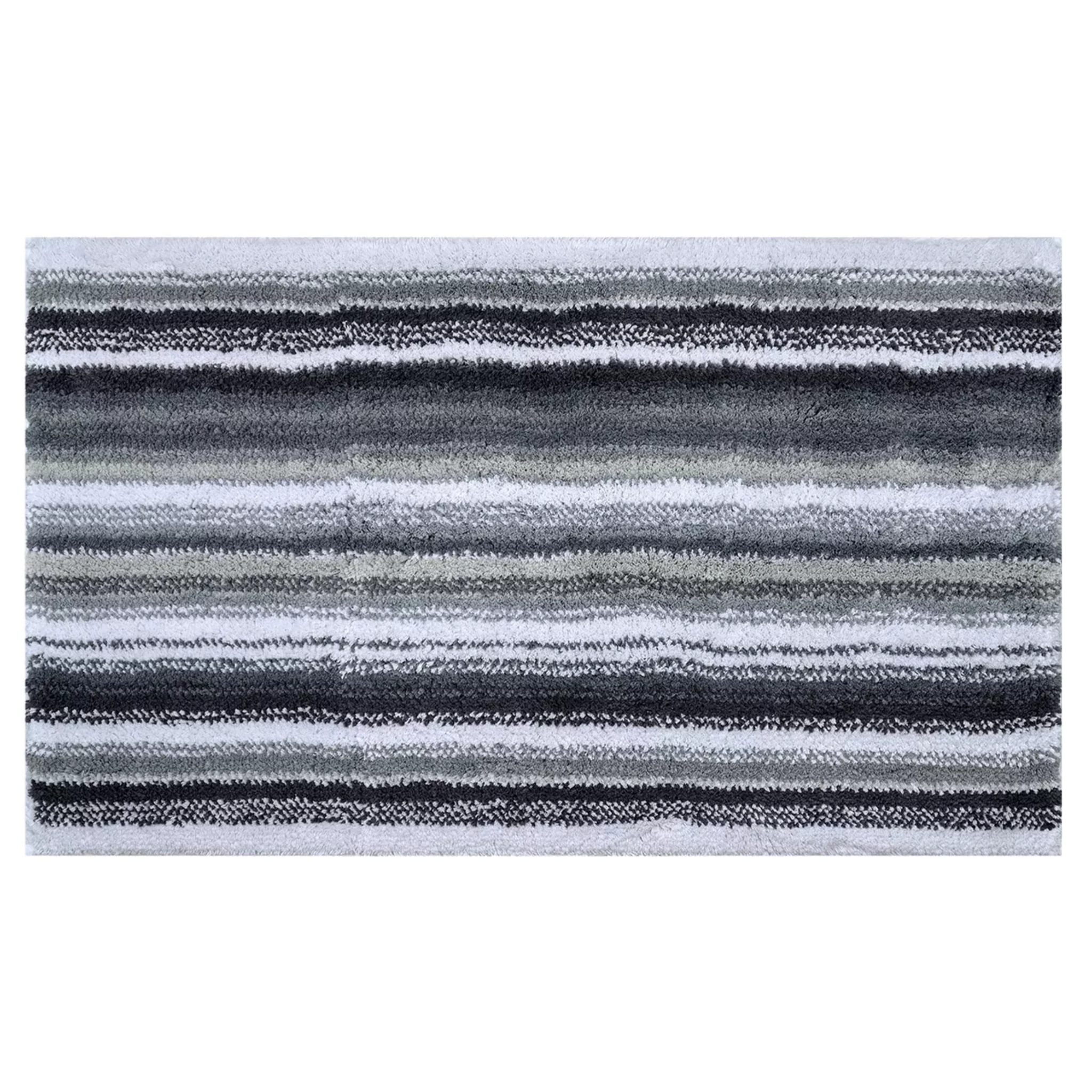 Tapis de bain pur coton 2000 g/m² rayé gris Venice gris