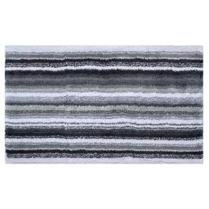 Tapis de bain pur coton 2000 g/m² rayé gris Venice gris