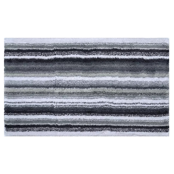 Tapis de bain pur coton 2000 g/m² rayé gris Venice gris