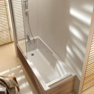 Baignoire bain douche Struktura + pare bain + tablier + étagère 170 x 70