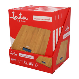 Báscula de cocina JATA 720 hasta 15 kg. De Bambú. Alta precisión. Con visor LCD