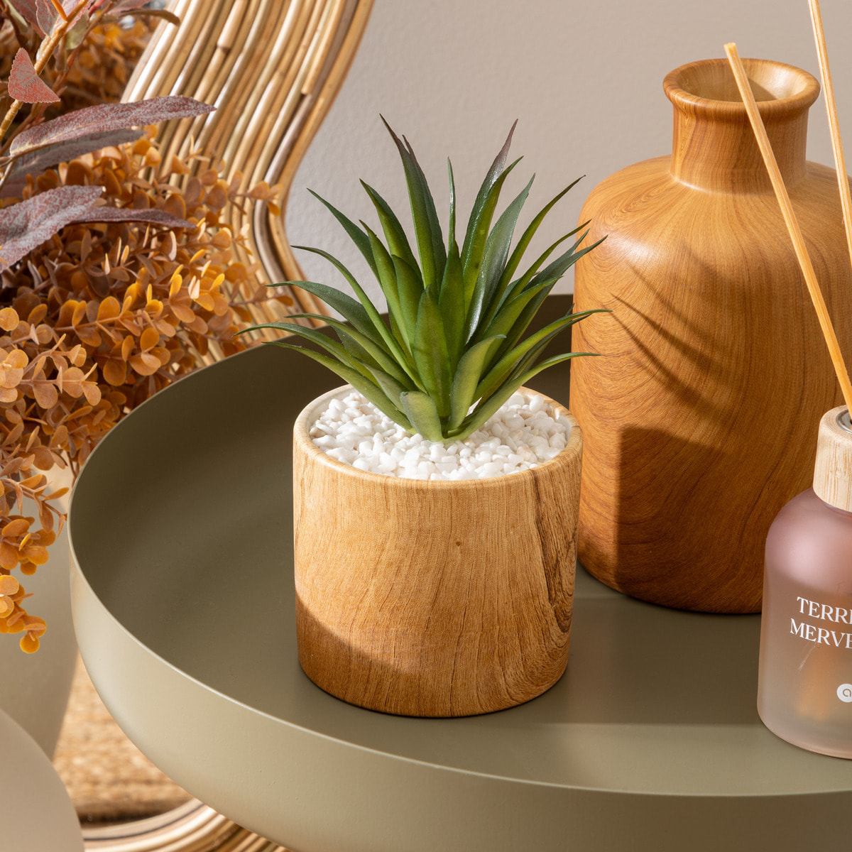 Plante artificielle "Sao" marron H17cm