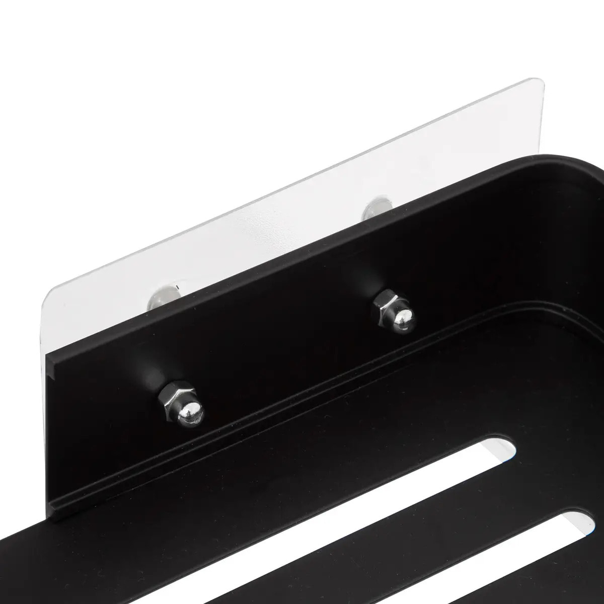 Étagère de douche rectangle stick adhésif noir "Blackalu"