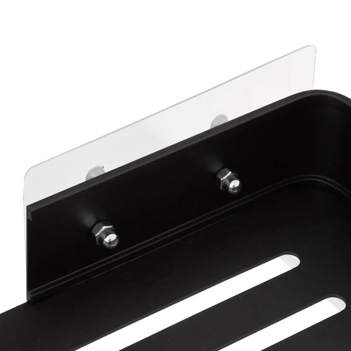 Étagère de douche rectangle stick adhésif noir "Blackalu"