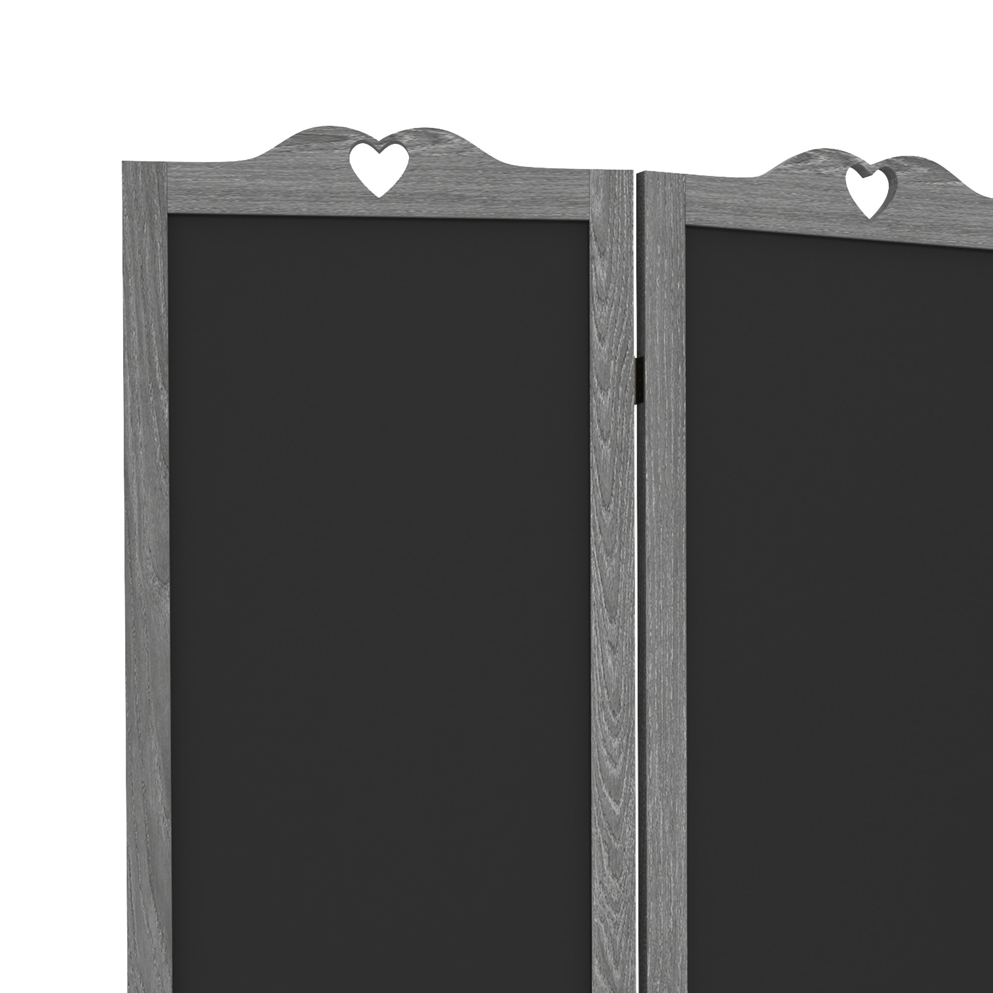 Biombo de 4 Piezas de Madera, Biombo Separador de Ambientes Plegable con Pizarras, Divisor de Habitaciones, Dormitorio, 162x172 cm, Gris y Negro