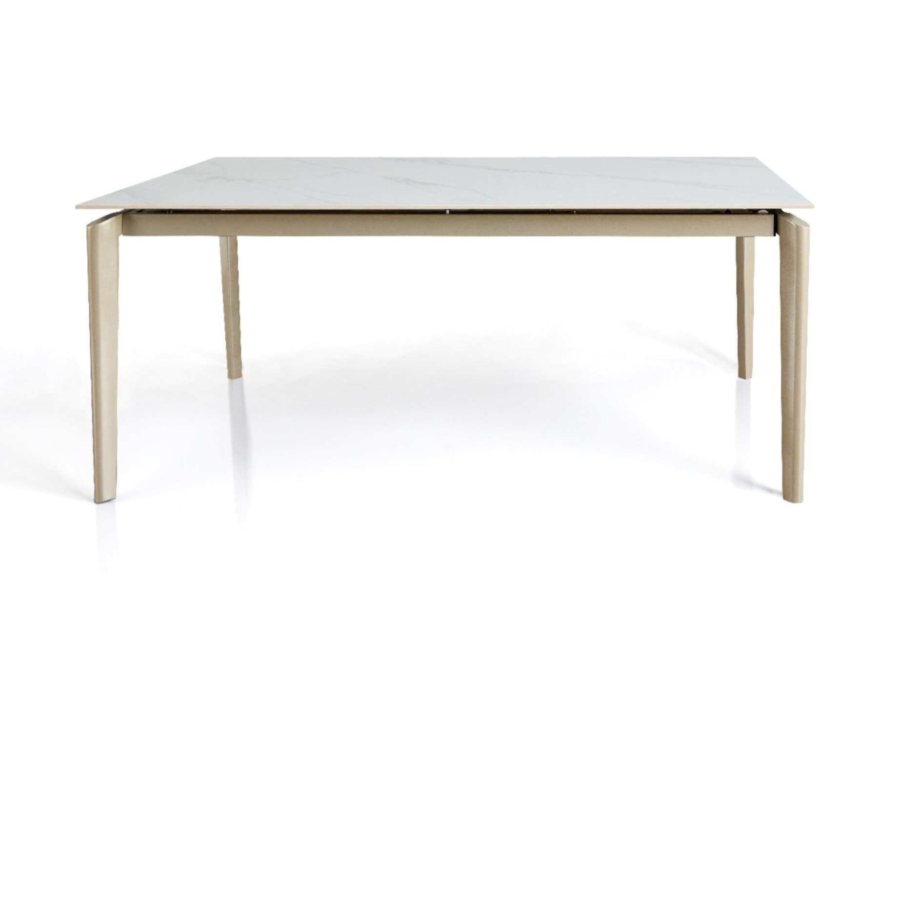 Table à manger extensible Tomasucci WIDE, en céramique effet marbre blanc, 160/220 × 90 × 77,5 cm