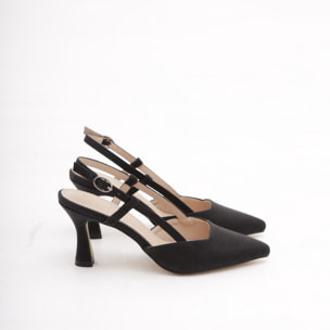 SLINGBACK CHIFFON CHOCOLA' NERO