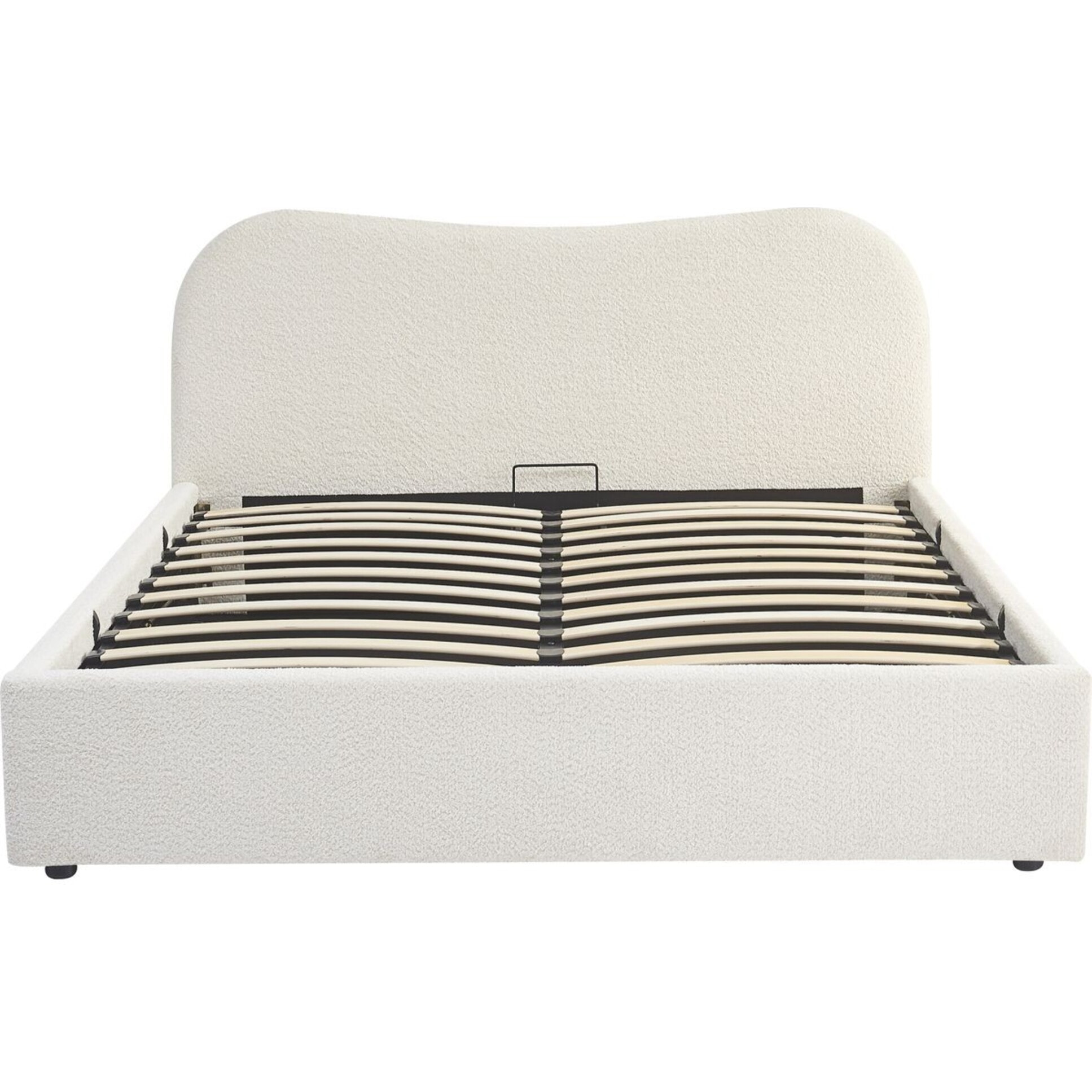 Lit coffre avec tête de lit en tissu bouclé - SUZON