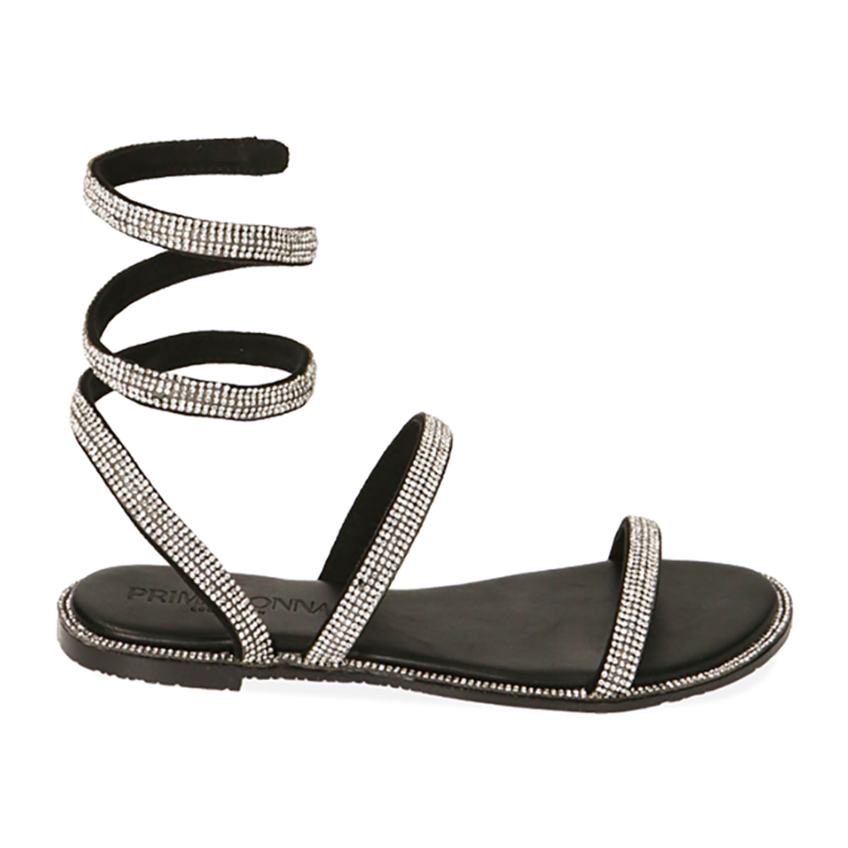 Sandalias de serpiente negras con pedrería