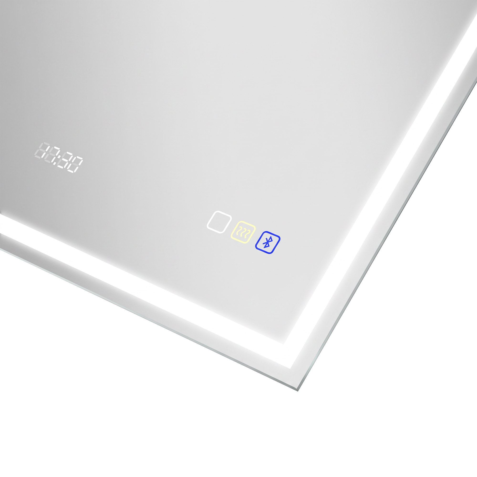 Miroir lumineux LED salle de bain 90 x 70 cm bluetooth interrupteur tactile lumière réglable 3 couleurs fonction anti-buée et mémoire